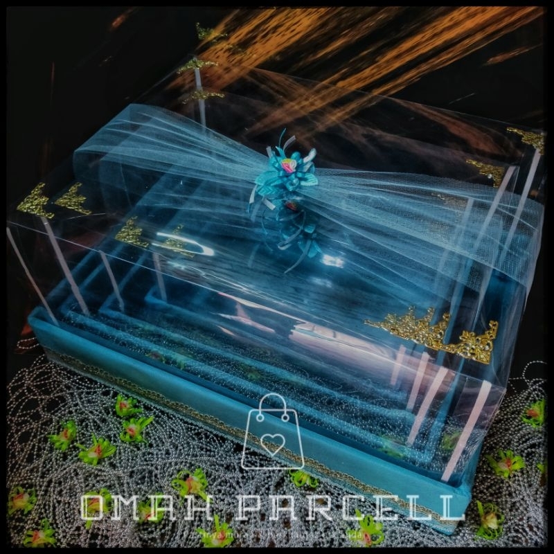 

box hantaran seserahan pernikahan lamaran model tile dihiasi siku tiap sudut mika model tile lurus mewah ready bnyak warna