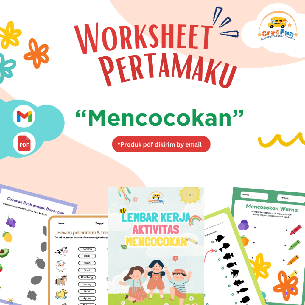 CreaFun - 25 Lembar Worksheet Mencocokan Printable Paud TK