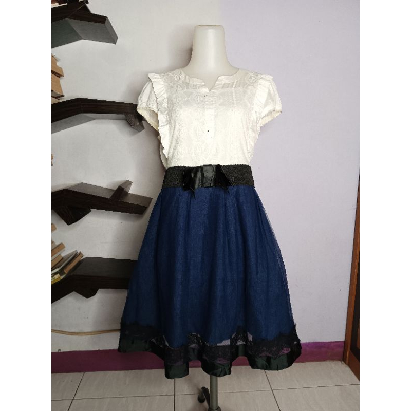 Kawaii Ruffle Midi Dress Two Tone