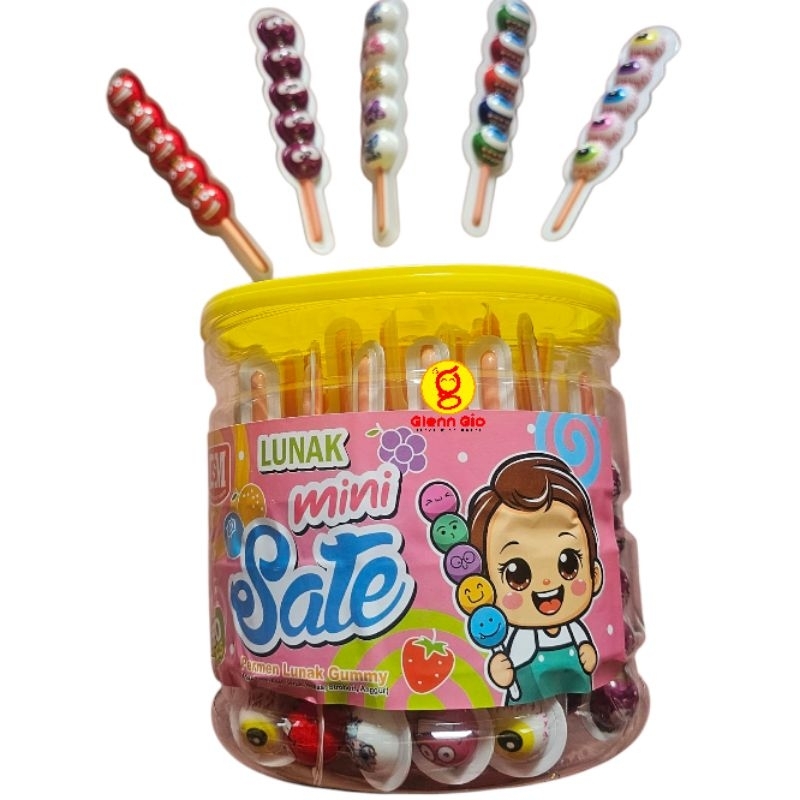 

Permen Lunak Sate Aneka Rasa Buah Lunak Mini Sate DSM Toples isi 50 pcs