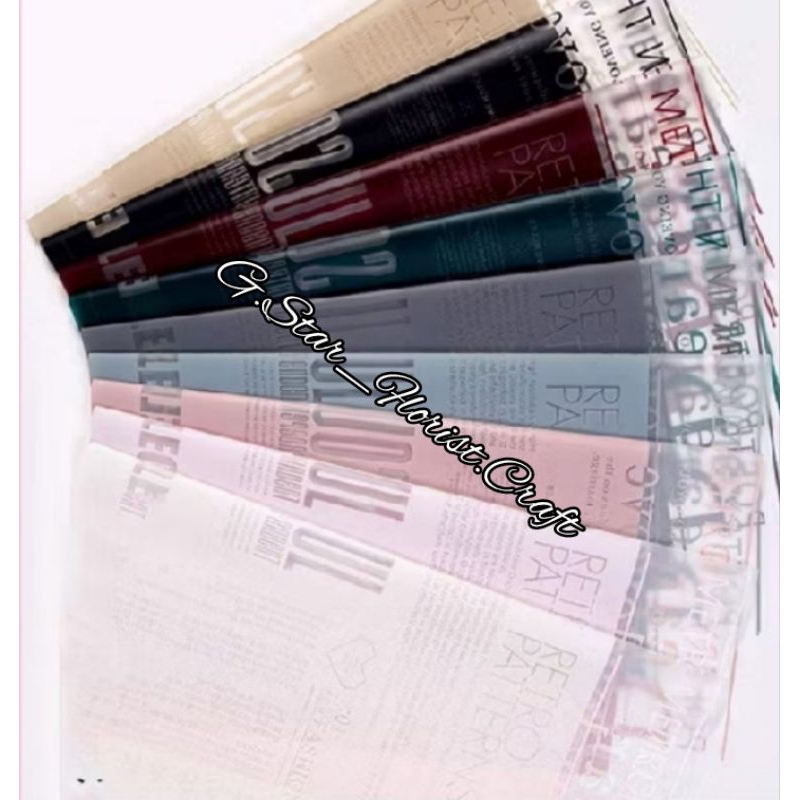 

Flower Wrapping paper per lembar kertas Buket motif koran waterproof Cellophane Poetry Dear My Love Retro Pattero waterproof