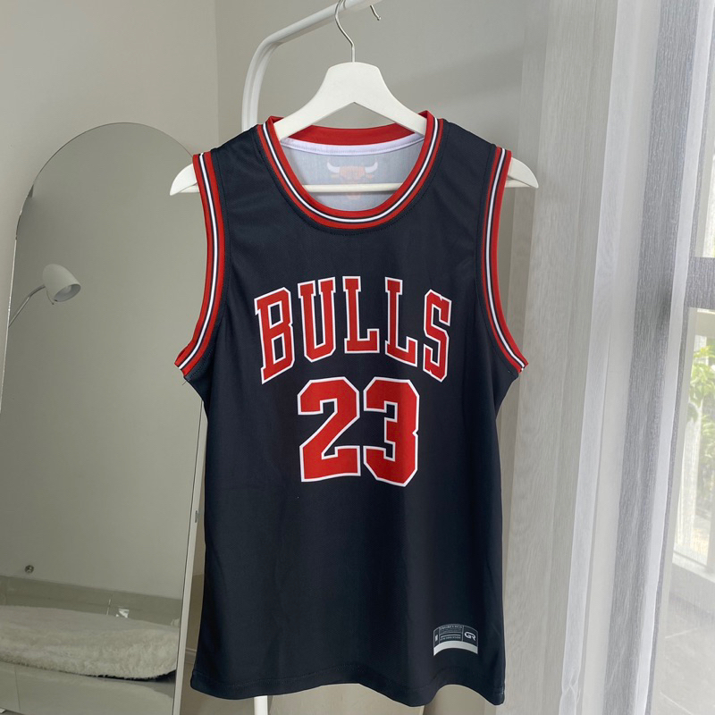 [ORIGINAL] Jersey Jordan Bulls #23 Hitam Merah Black Red Kaos Basket Baju Basket Tshirt