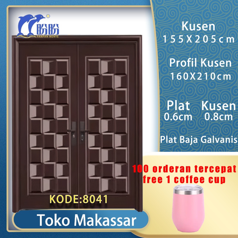 PT PANPAN - (LUXURY DOUBLE PAN 8041 ) Pintu Baja /Pintu Plat Baja Double Kupu Kupu Tarung Utama Pint