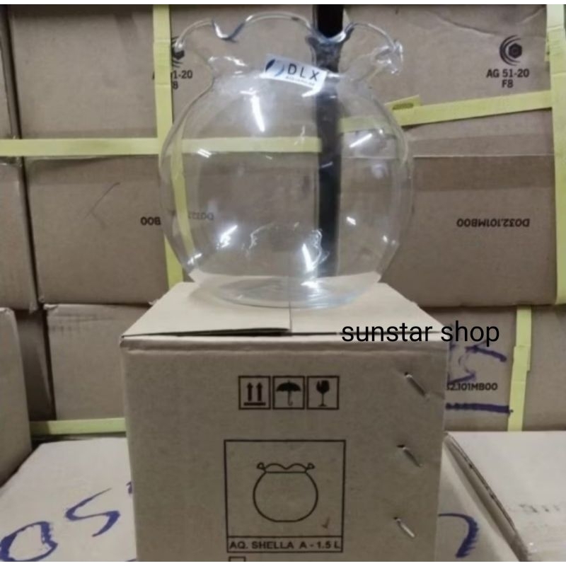 Aquarium kaca bowl DLX shella A 1.5 liter