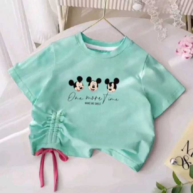 T-shirt Crop Kaos Crop Atasan Crop Baju Crop Anak Perempuan Model Serut Anak Perempuan Trendy Usia 2