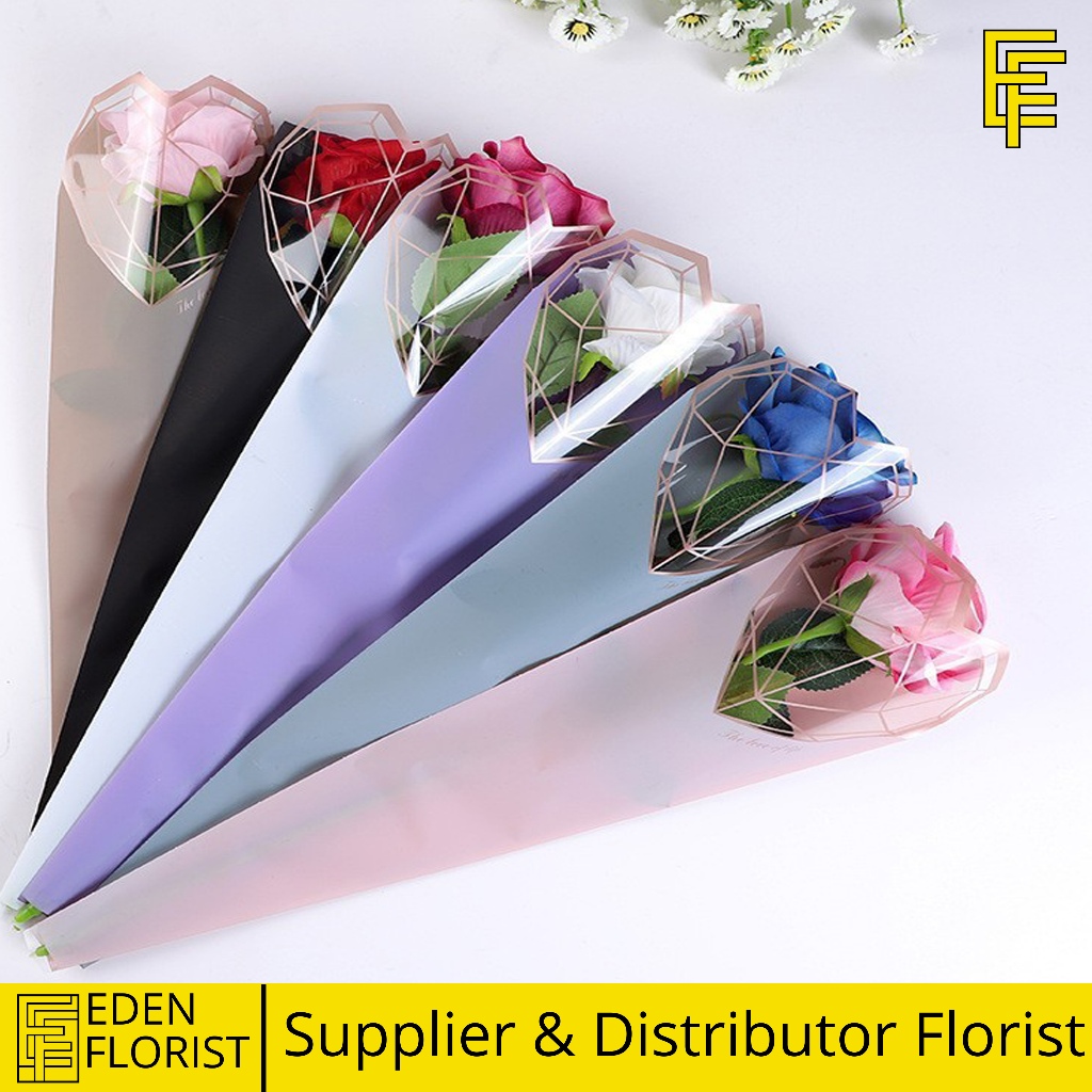 

20 Lembar Plastik Bunga Mawar 1 Tangkai Wrapping Plastik Untuk Mini Buket Rose COD SF06