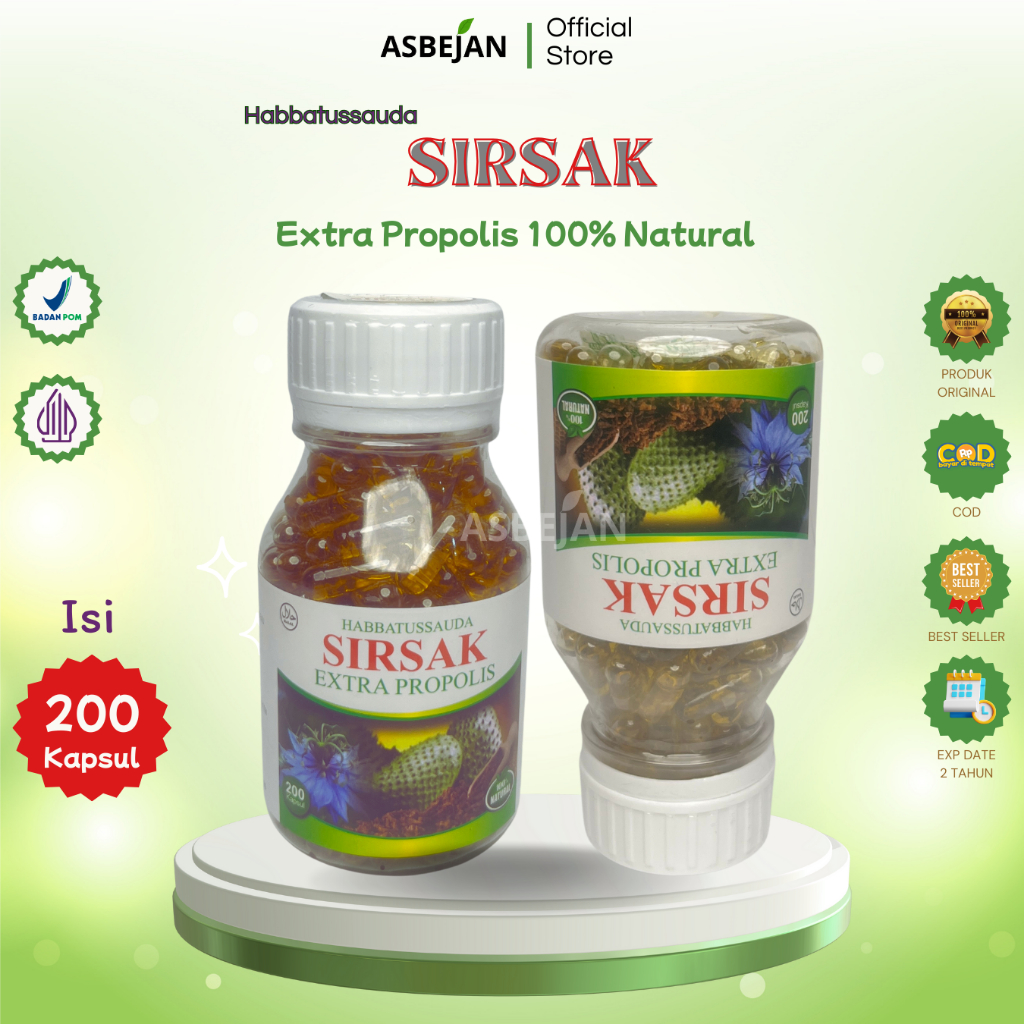 Kapsul Habbat Sirsak Habbatussauda Sirsak Extra Propolis 200 Kapsul @500mg