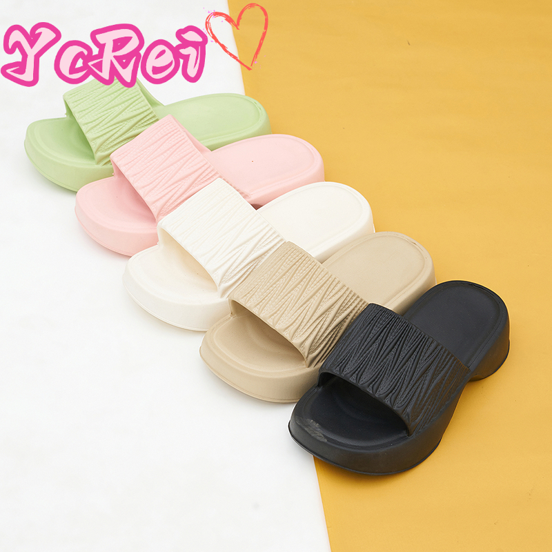 YcRei2025Sandal kasual musim panas wanita, sandal jepit yang nyaman, sandal bersol tebal, sepatu dal