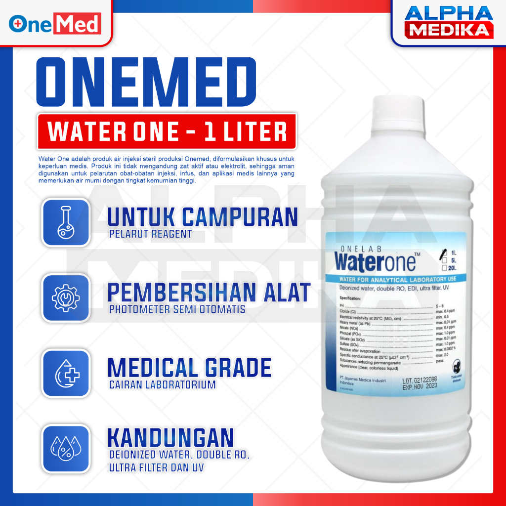 ONEMED - Water One 1 Liter Onemed / Aquabidest Onemed / Aquadest Steril 1 liter