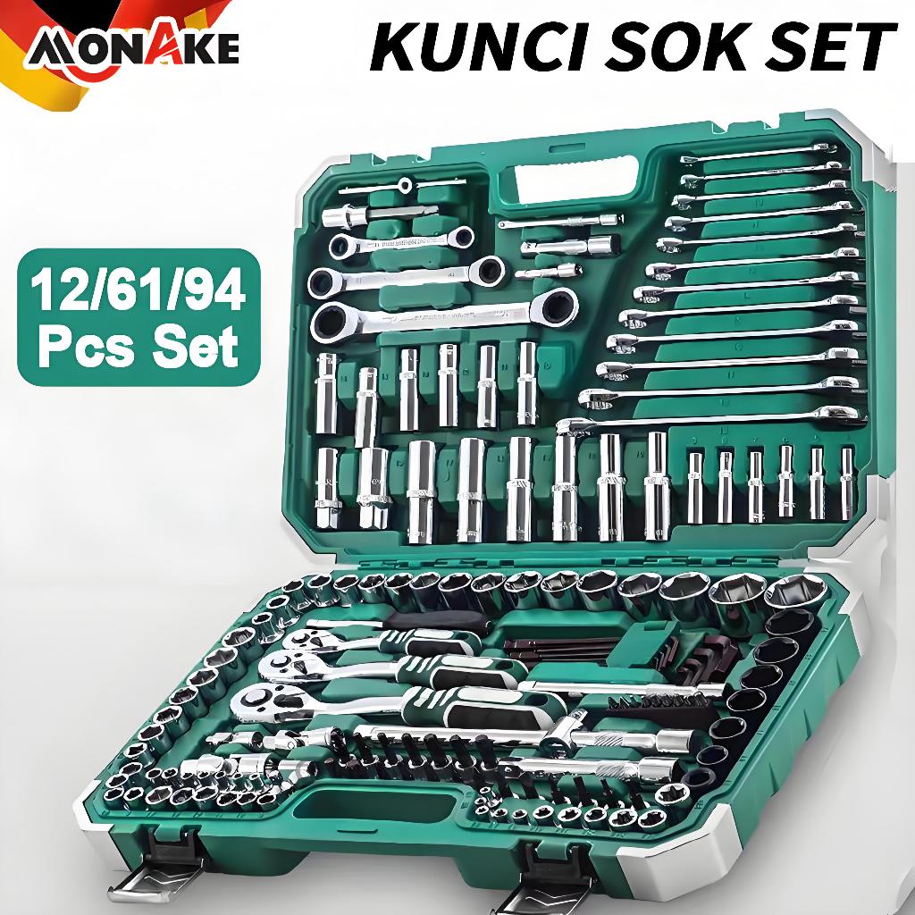 MONAKE  Alat Jerman Kunci Sok Set 12/32/37/46/53/61/82/94 pcs Set (COD)  1/2'' and 1/4'' Lengkap Kun