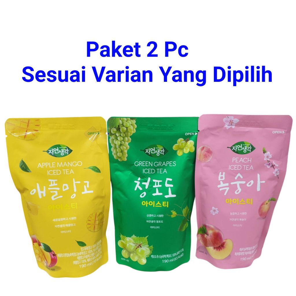 

PAKET 2 PCS MINUMAN THINK NATURE APPLE MANGO/GREEN GRAPES/PEACH ICED TEA