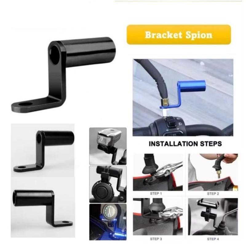 Breket Spion Holder Hp Bracket Lampu Tembak Sepeda Motor Kamera Action Camera Vlog Bahan Logam Alumu