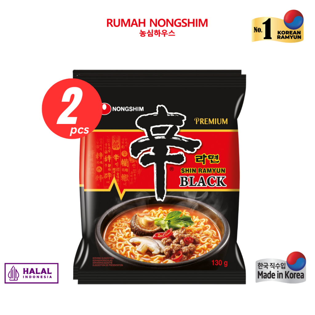 

BARU! Bundling DUA - SHIN BLACK [130 gram x 2 pcs] Premium Noodle Halal & Asli dari Korea