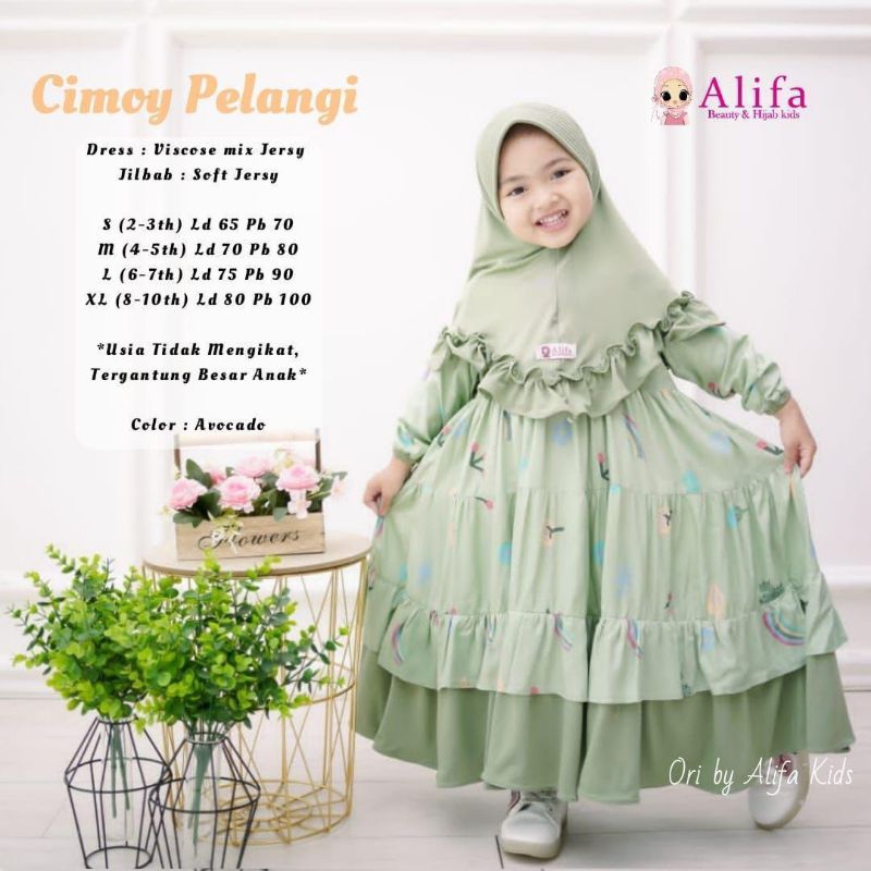 Gamis Anak Cimoy Pelangi Original Alifa