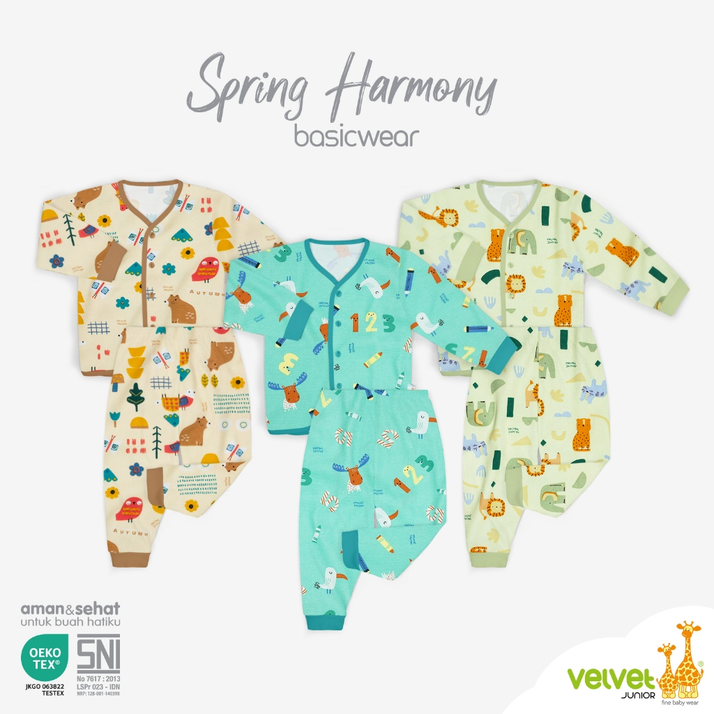 Velvet Junior Setelan Baju Kancing Tengah Lengan Panjang + Celana Panjang Motif