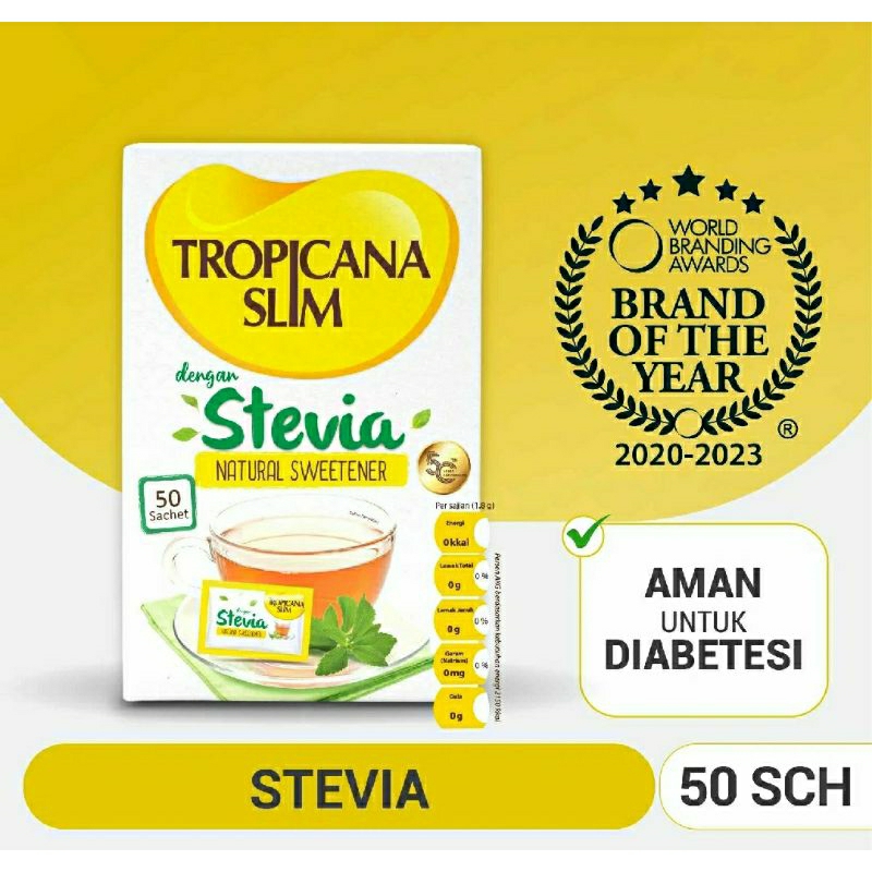

Tropicana Slim Stevia 50 Sch ( kemasan bok isi 50 Saset)