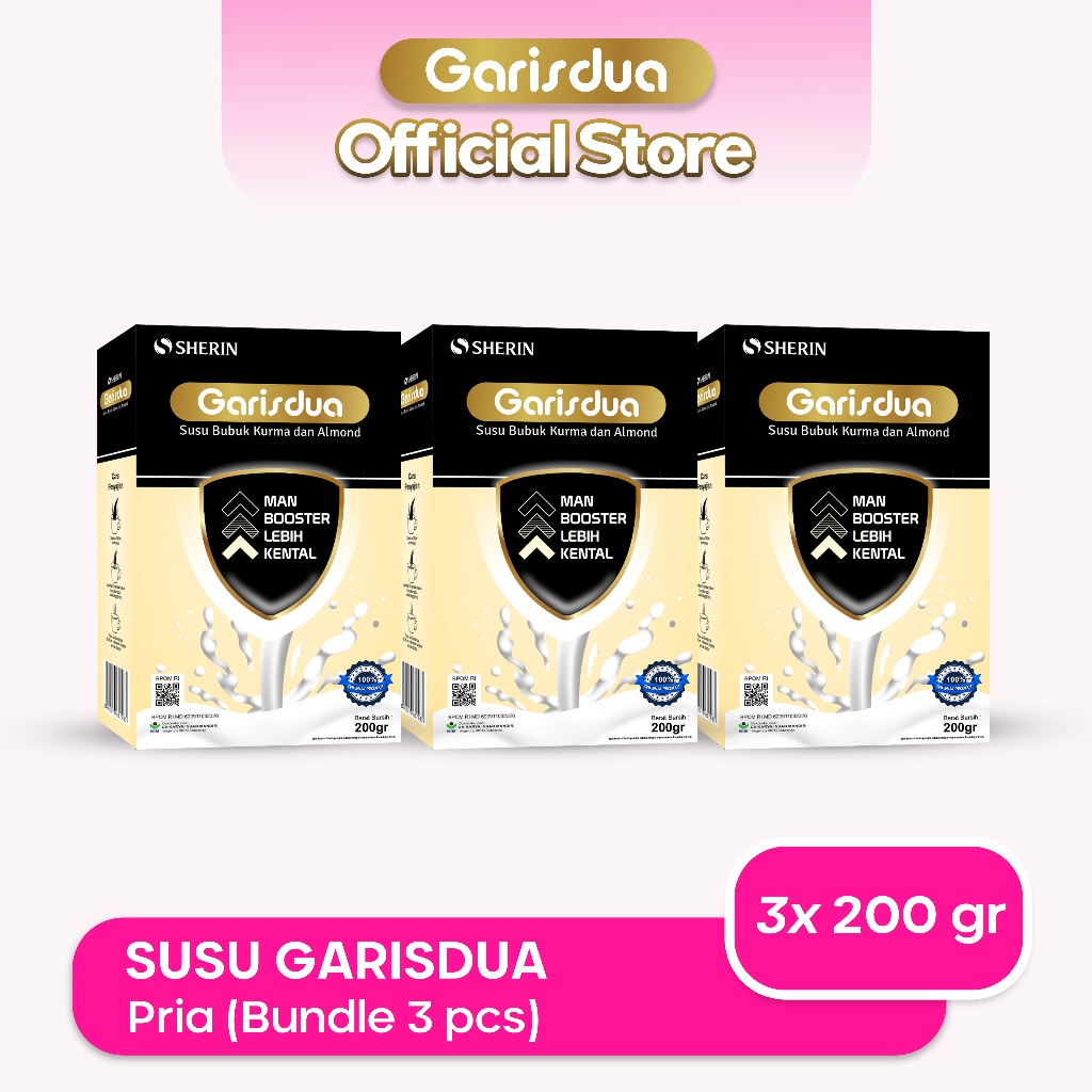 

[OFFICIAL] 3PCS Susu GarisDua PRIA (3x200gr) - Susu kesuburan Pria, Meningkatkan Kualitas Sperma - Alami | BPOM & Halal MUI