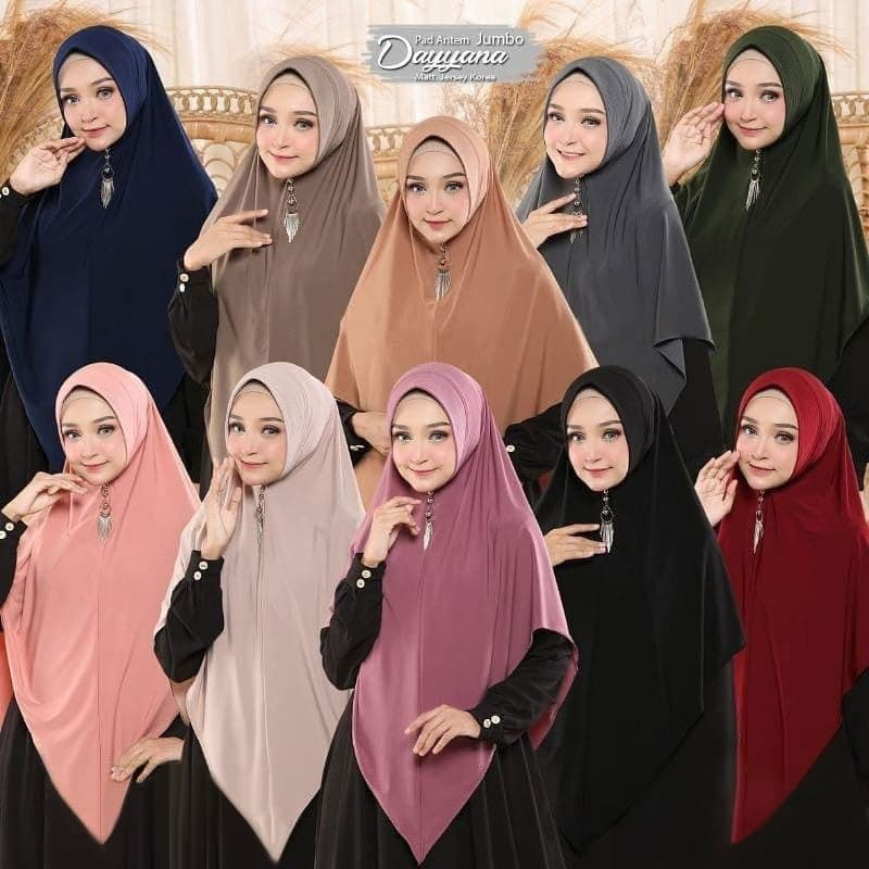 Hijab Jumbo Ayaana Khimar Syari Bergo Berbahan Jersy Pad Antem Murah FHF