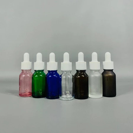 Botol Kaca Pipet 15 Ml Ring Putih Smooth / Botol Pipet 15 Ml / Botol Serum 15 Ml