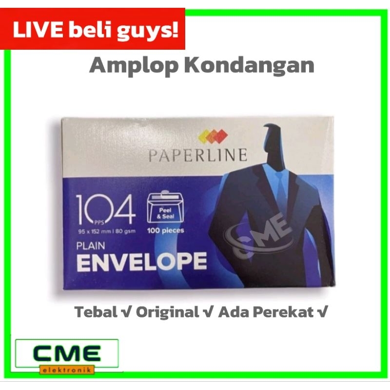 

1Pak Amplop Putih / Plain Envelope Paperline Panjang 152 x 95 mm 104 PPS