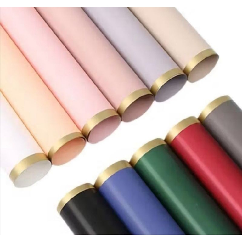 

Cellophane line color gold per lembar flower Wrapping paper free packing waterproof Kertas Buket List Gold 11 warna