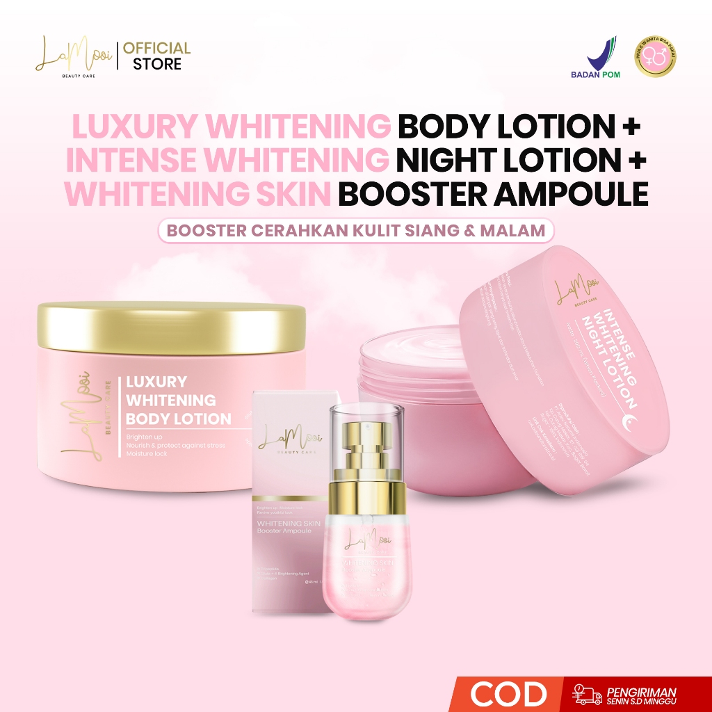 [LAMOOI] Luxury Whitening Body Lotion (HB Siang) + Intense Whitening Night Lotion (HB Malam) + Body 