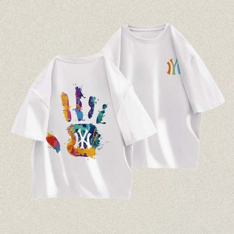 RENELLE Kaos T-shirt Pria Oversize | Kaos Bergambar Telapak Tangan Warna-Warni | Kaos Pria Distro Or