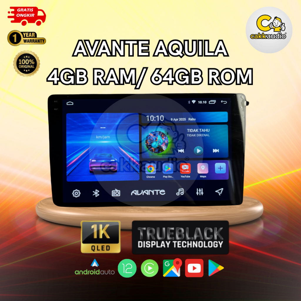 Head Unit Android Mobil Avante Aquila AD-9910 | 9 Inch/ 10 Inch | 4GB RAM + 64GB ROM