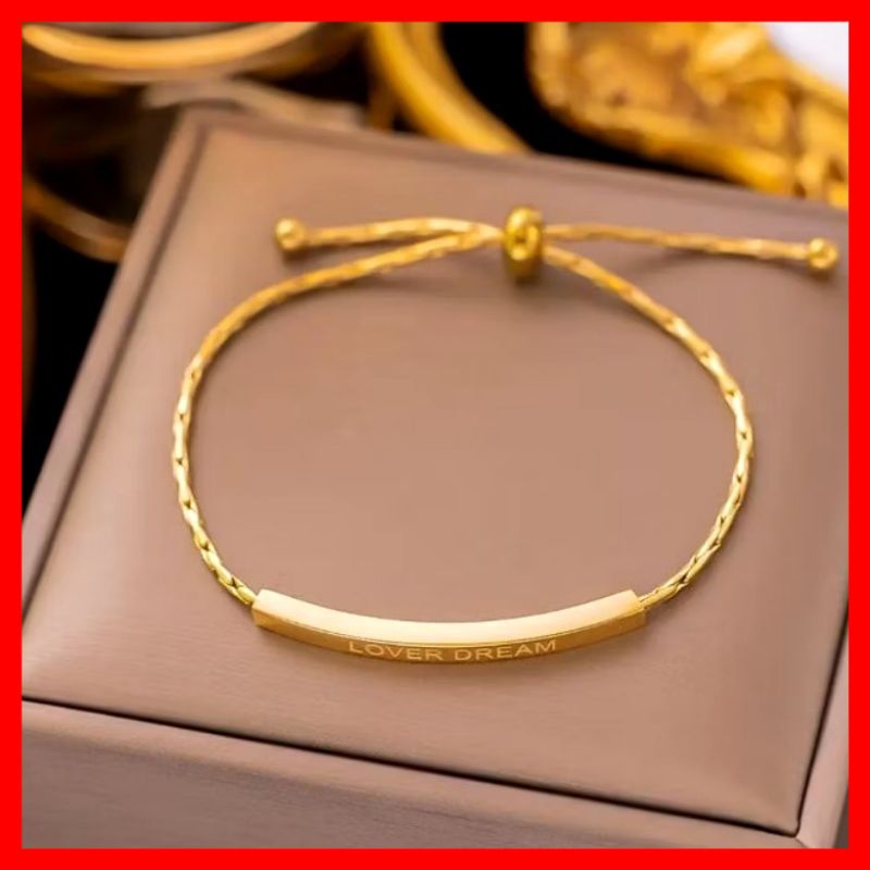 New Gelang Serut Wanita Titanium Asli Love Dream Anti Karat