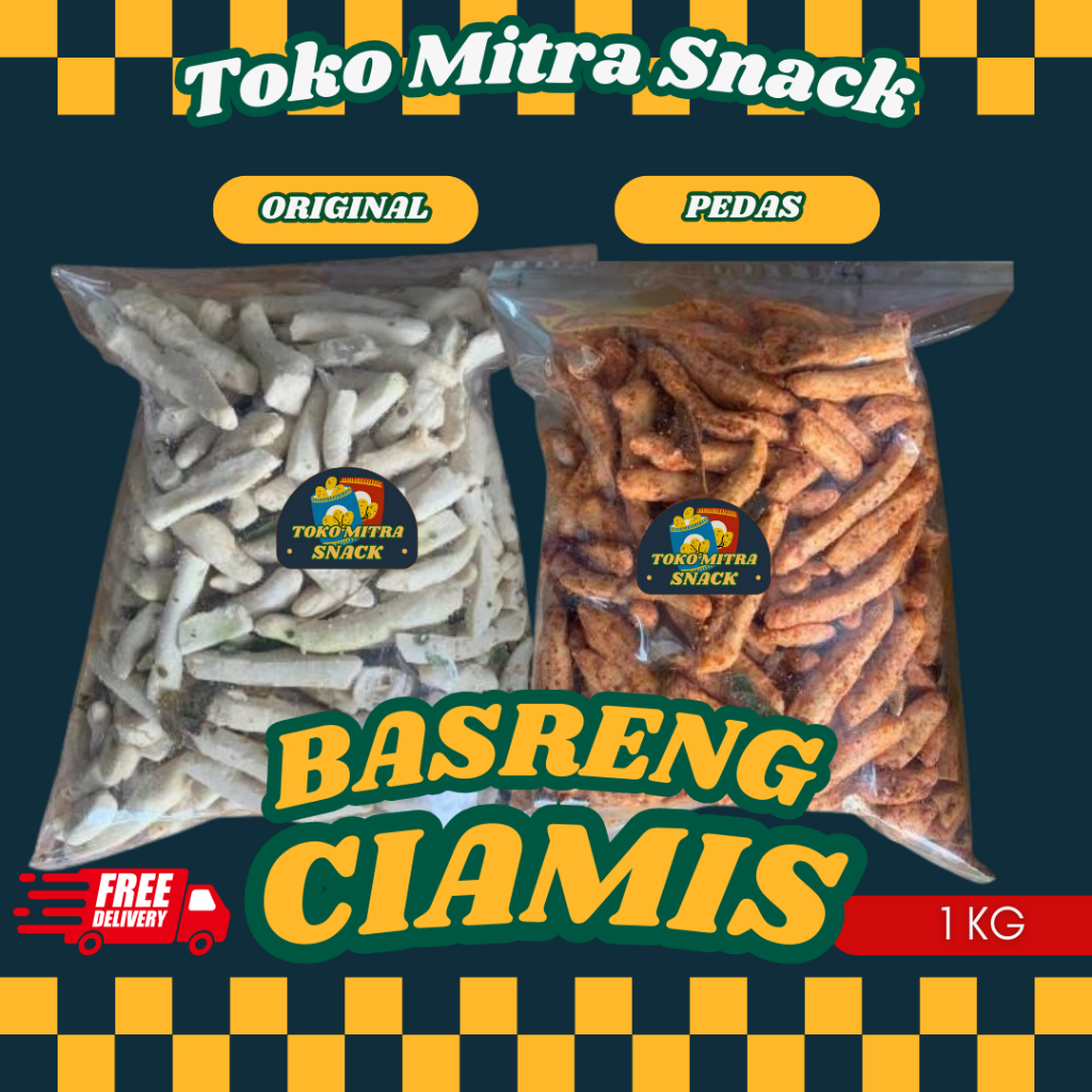 

(1kg) Cemilan Basremg rasa Original dan Pedas Renyah dan Kriuk Khas Ciamis