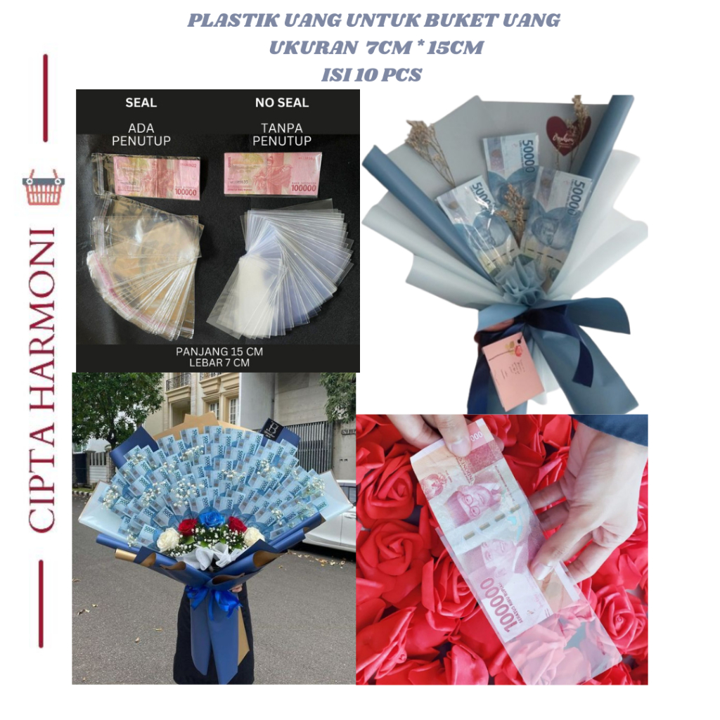 

Plastik Buket Uang Isi 10 Pcs Plastik OPP 7x15 cm