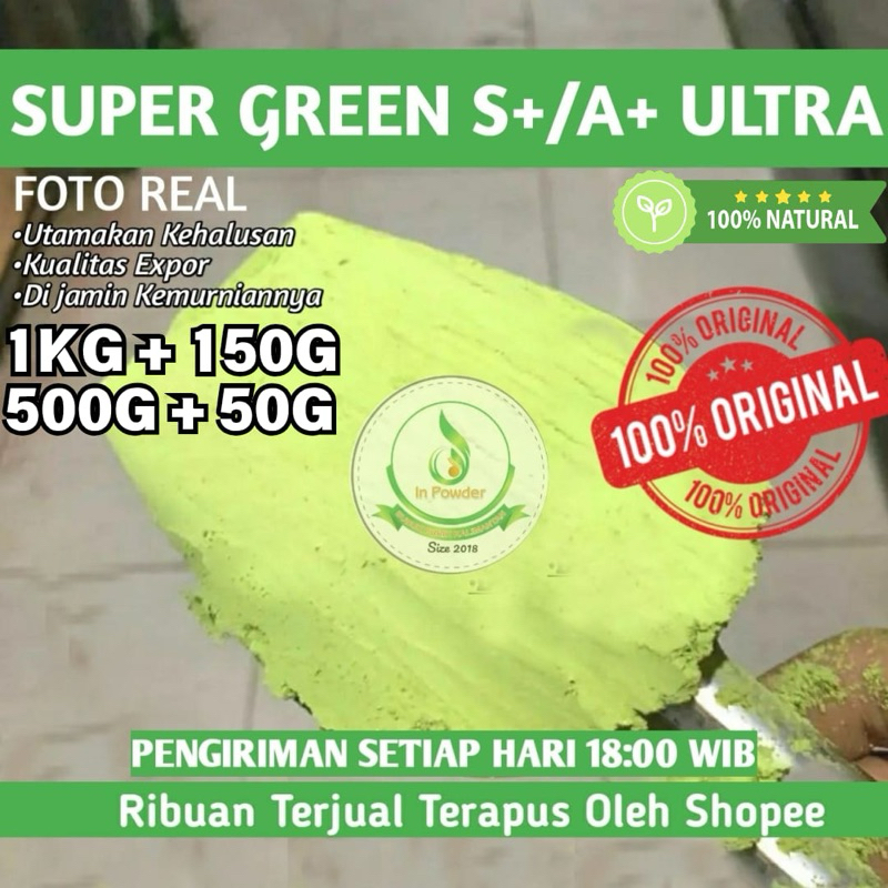 

Minuman serbuk purli purlik hijau 1kg bonus 150gr