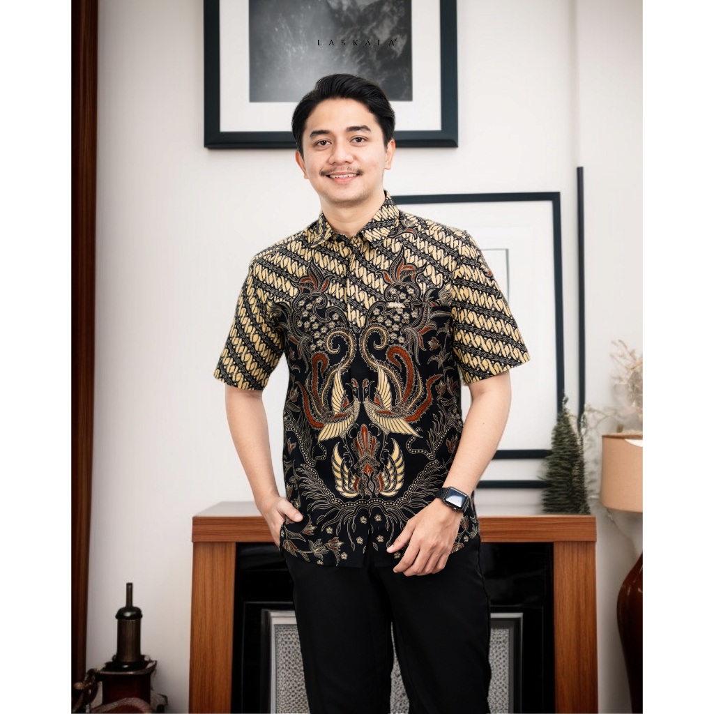 Laskala Batik Premium Gamya Kemeja Batik Pria Slimfit Lengan Pendek