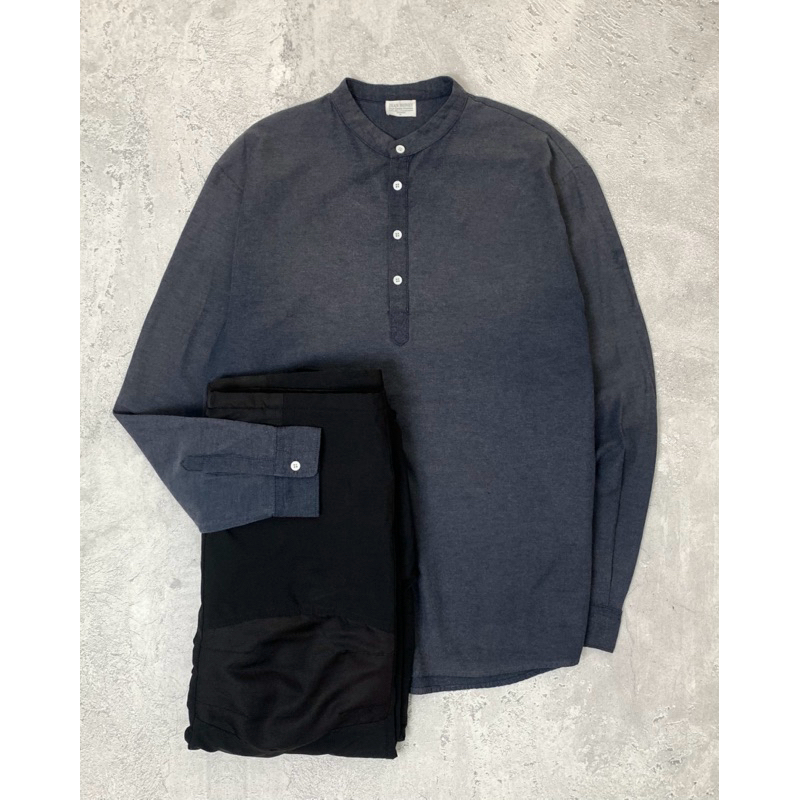 No Colar Casual Long Sleeve half Shirt by Jean Money