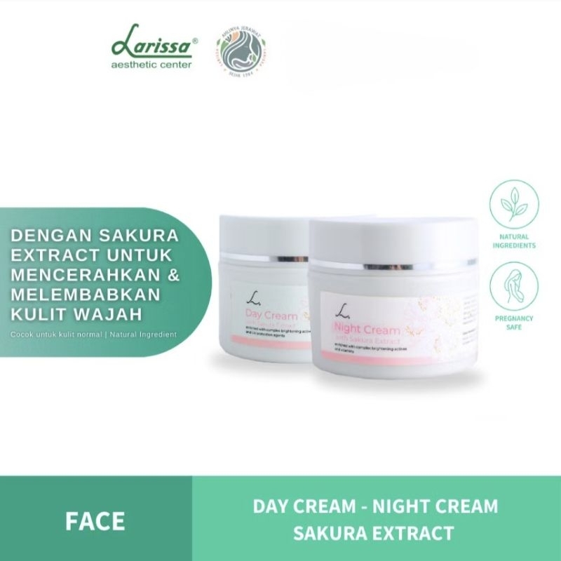 Larissa Cream Pagi-Malam Sakura Brightening Series Krim Pencerah Wajah