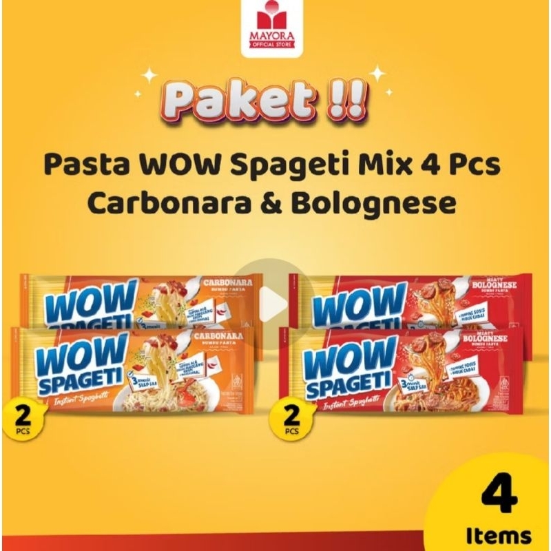

Mayora WOW Spageti Mix 4 Pcs Rasa Carbonaro & Bolognese