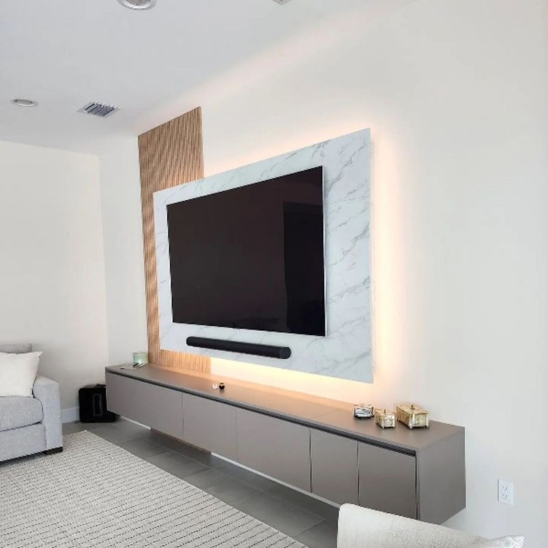 meja tv minimalis gantung hpl