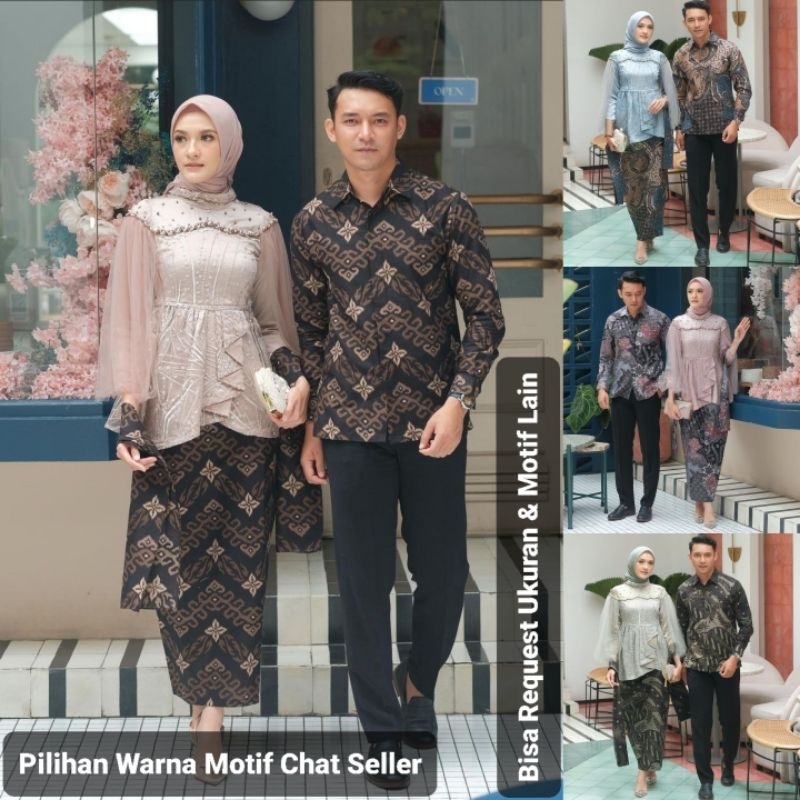 SET KEBAYA VANILA ORI COUPLE KEMEJA PREMIUM / CUSTOM ANAK & SUPER JUMBO / BAJU SETELAN SERAGAM BATIK