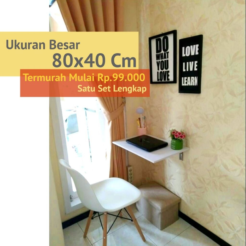 Rak Ambalan Lipat Dinding Meja Kerja Belajar