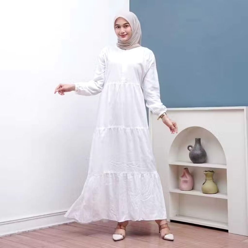 midi dress rayon twill ory/ gamis Rayon twill ory