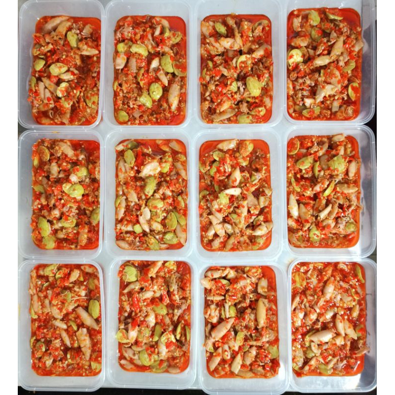 

sambal baby cumi asin pete Frozen,beku,berat 200gr± HALAL