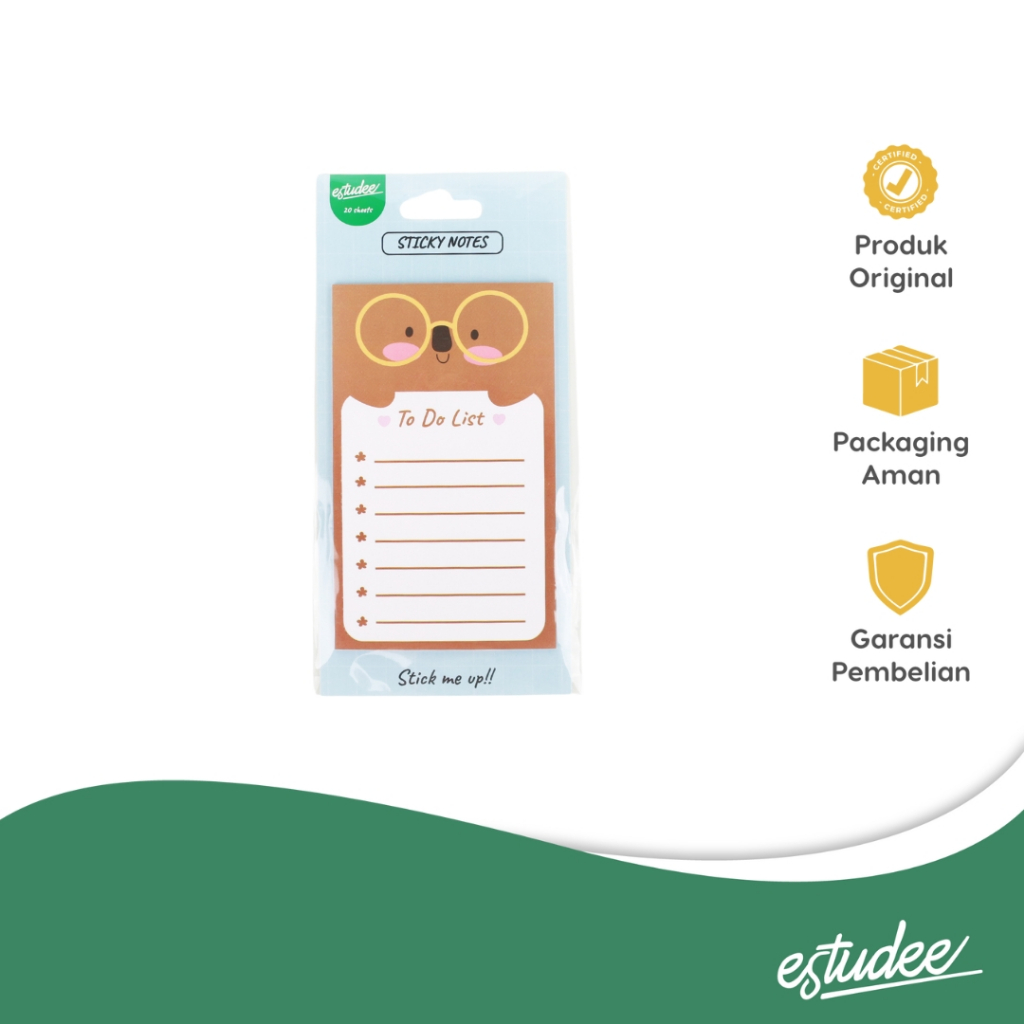 

ESTUDEE STICKY NOTE TO DO LIST KOALA BROWN 76X125MM 20SHT