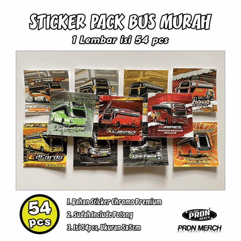 

STICKER PACK BUS TELOLET BASURI ARTIS CORTAS isi 54 pcs