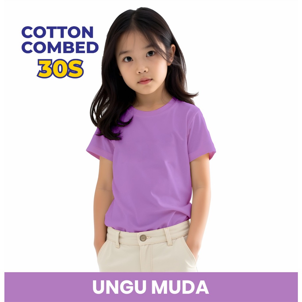 Kaos Anak Polos Ungu Muda / Fashion Anak / Kaos Polos Anak Combed 30s