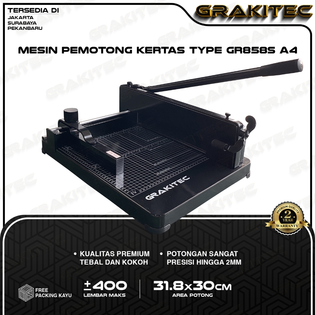 

Mesin Pemotong Kertas Grakitec 1 rim Tipe A4 GR858s Kualitas Super Premium New