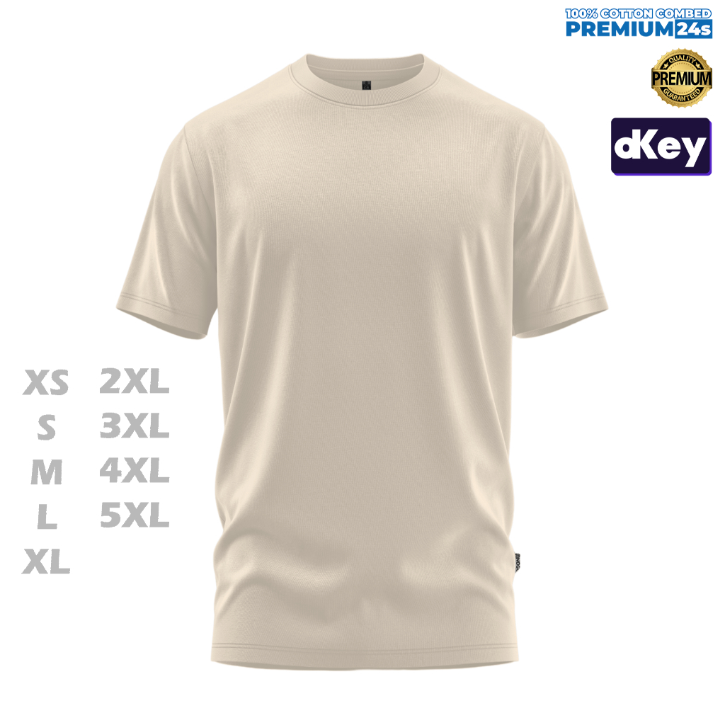 Tshirt  Kaos Polos Warna Cream Pria Wanita Bahan Premium