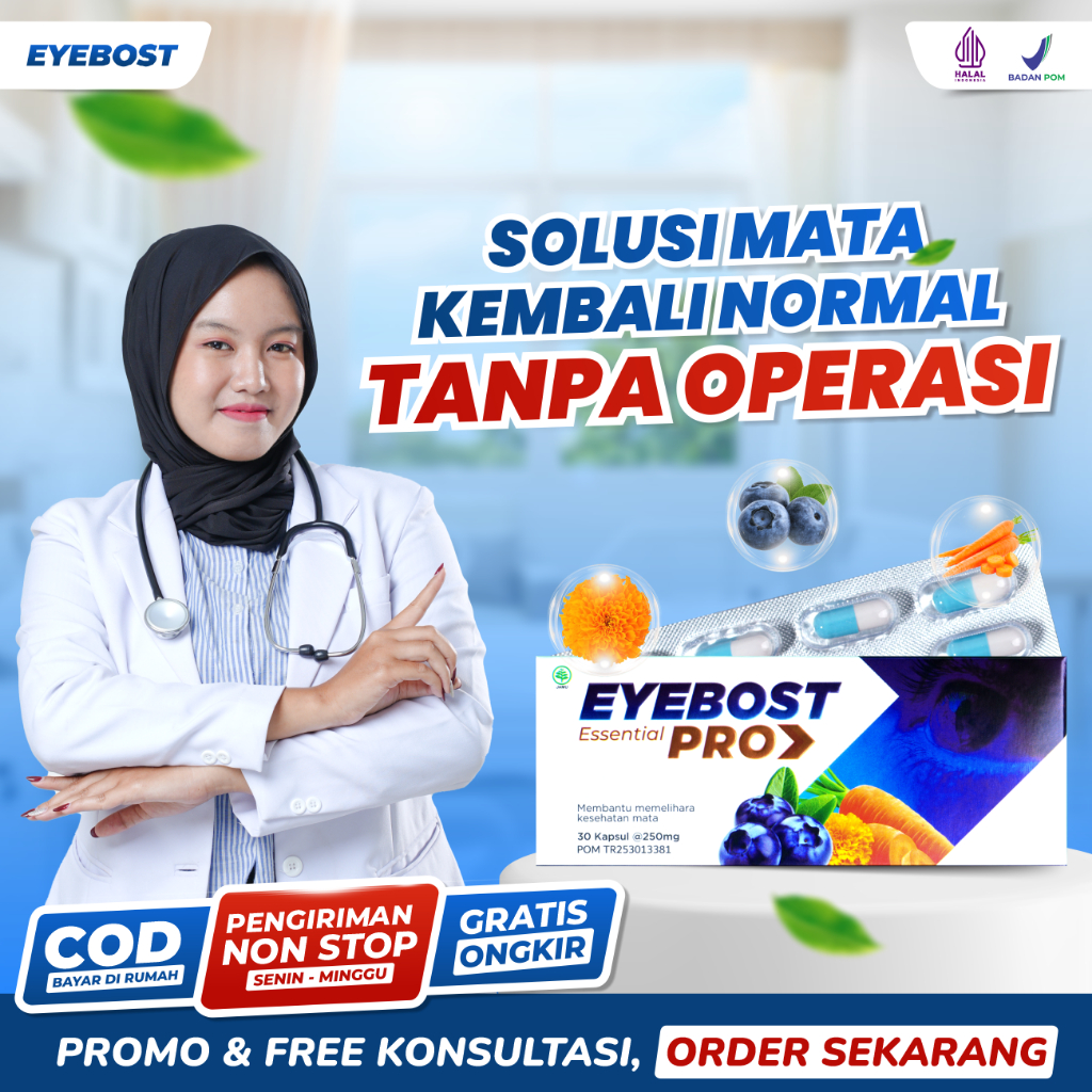 Eyebost Pro Kapsul Vitamin Mata Suplemen Kesehatan Bantu Atasi Mata Minus Plus Glukoma Selaput Mata 