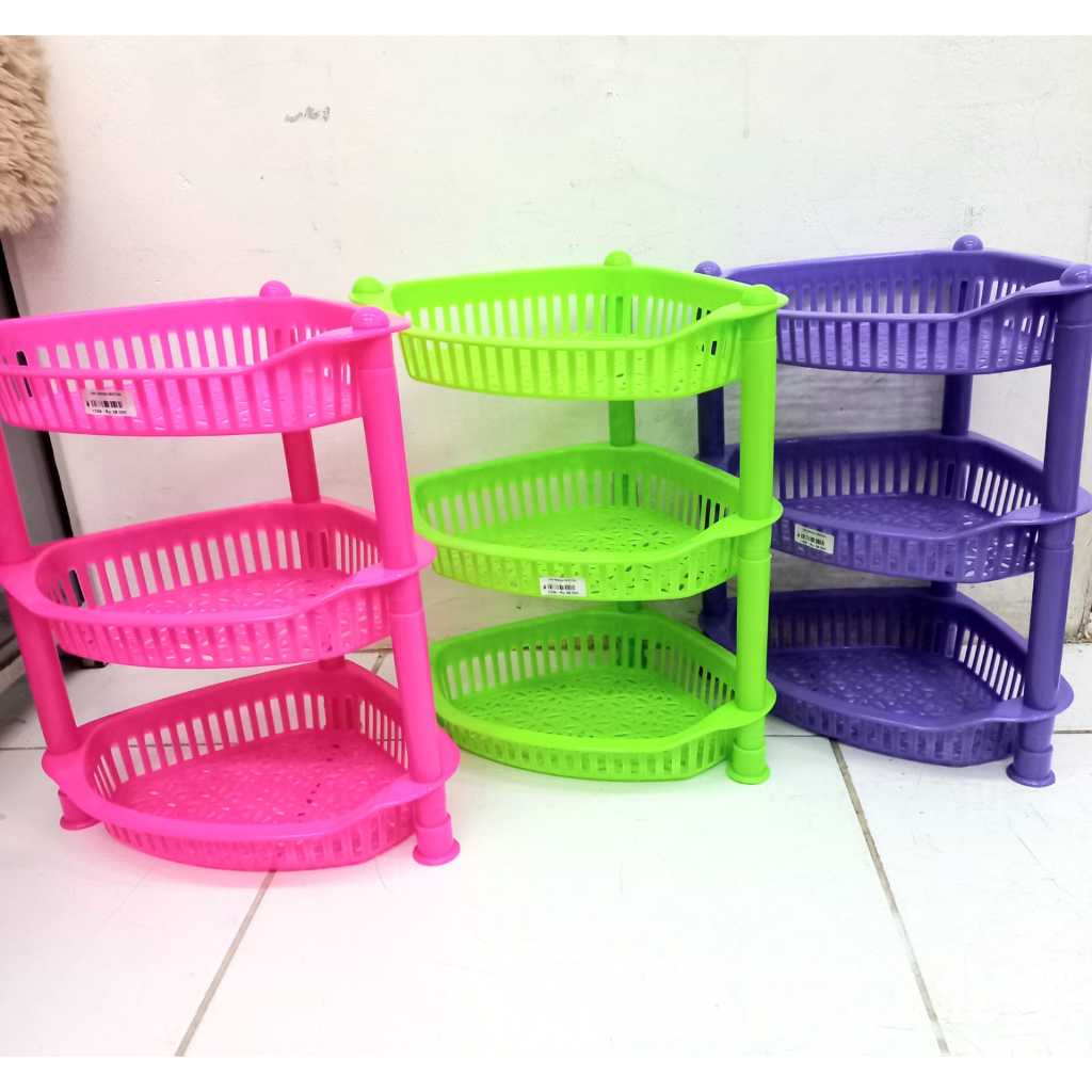 Rak Minion Segitiga | Tempat / Rak Sudut Penyimpanan Serbaguna Susun 3 Plastik