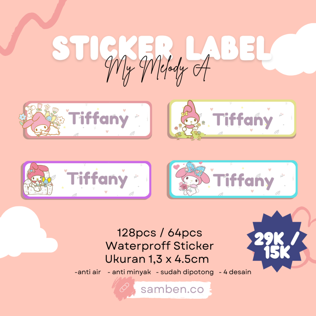 

Sticker Custom Nama Anak Anti Air Label Nama Murah 120pcs
