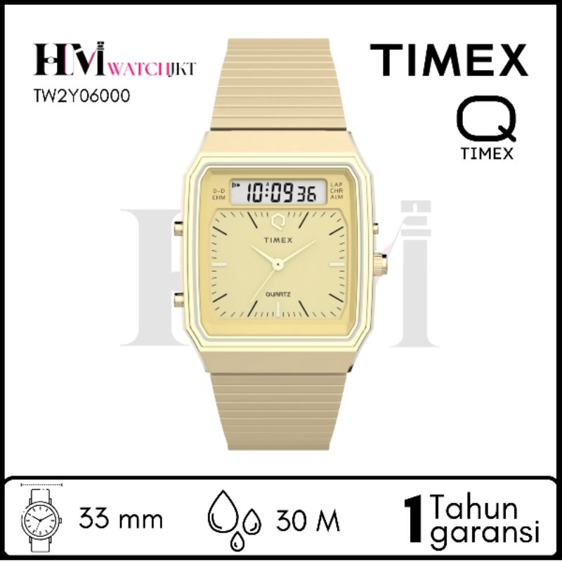 TIMEX TW2Y06000 Timex Q Jam Tangan Unisex Original Analog Digital Antiair